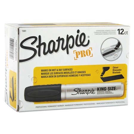 SHARPIE King Size Permanent Marker, Broad Chisel Tip, Black, PK12, 12PK 15001